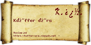 Küffer Örs névjegykártya